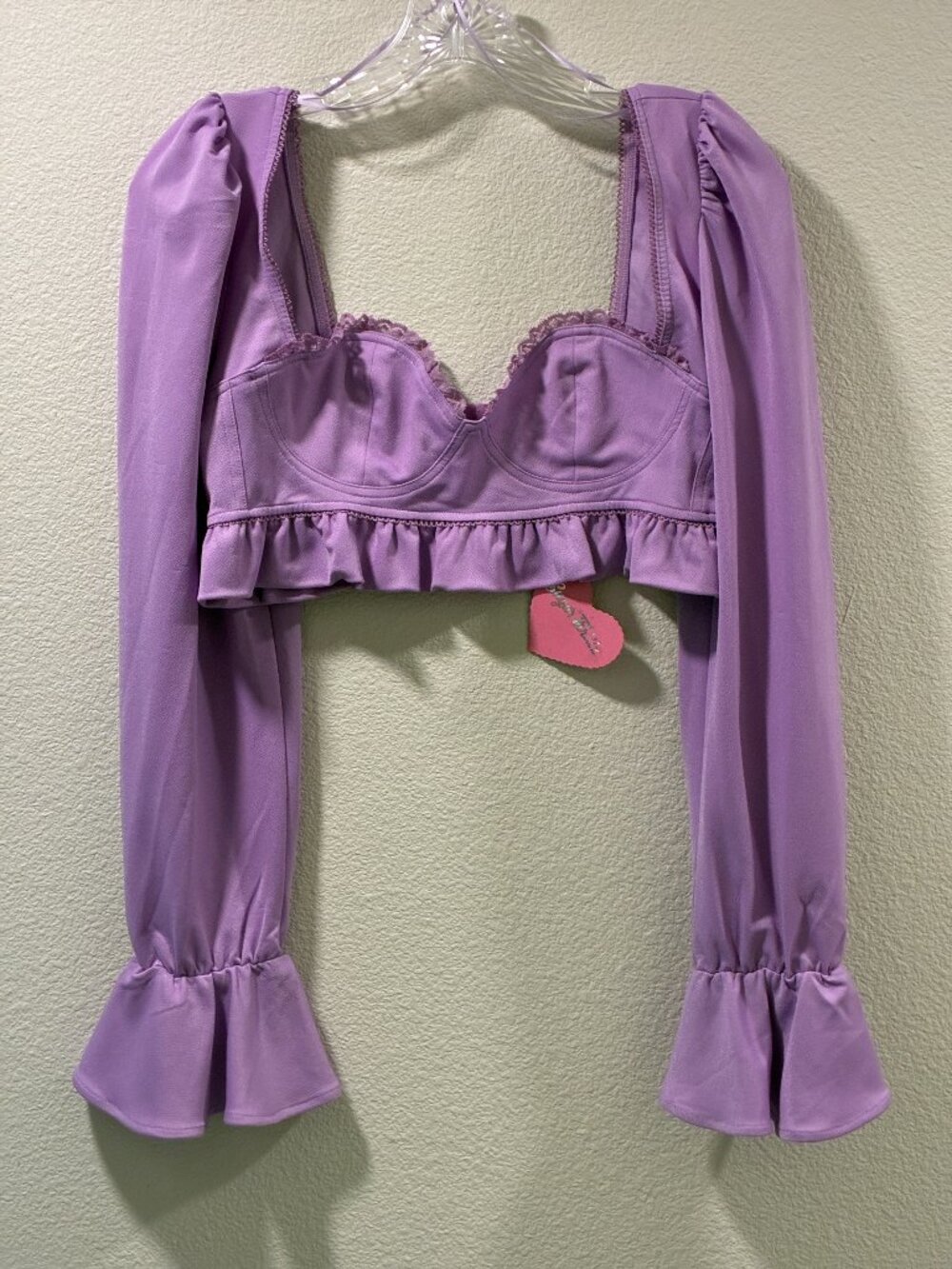 Sugar Thrillz Dolls Kill Enchanting Dreams Lavender Ruffled Bustier Top L NWT